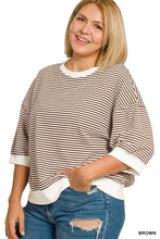 Load image into Gallery viewer, Plus Striped Contrast Trim Rib Banded To
