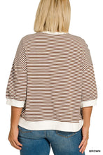 Load image into Gallery viewer, Plus Striped Contrast Trim Rib Banded To
