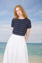 Load image into Gallery viewer, Stripe Short Sleeve Button Down Cropped
