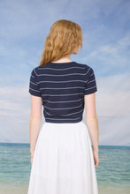 Load image into Gallery viewer, Stripe Short Sleeve Button Down Cropped
