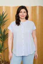 Load image into Gallery viewer, Plus Stripe Round Neck Button Down Shirt
