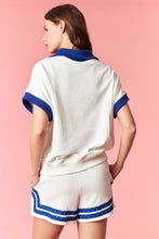 Load image into Gallery viewer, Polka Dot Quarter Zip Dolman Top

