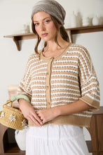 Load image into Gallery viewer, Stripe Short Sleeve Crochet Knit Cardiga
