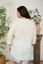 Load image into Gallery viewer, Plus Stripe Floral Embroidery Long Sleev
