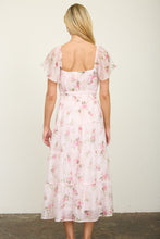 Load image into Gallery viewer, Floral Chiffon Flounce Sleeve Shirred Mi
