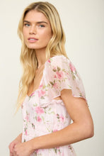 Load image into Gallery viewer, Floral Chiffon Flounce Sleeve Shirred Mi
