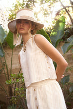 Load image into Gallery viewer, Stripe Sleeveless Side Button Detail Top
