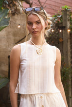 Load image into Gallery viewer, Stripe Sleeveless Side Button Detail Top
