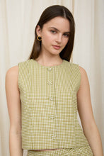 Load image into Gallery viewer, Plaid Button Down Round Neck Sleeveless
