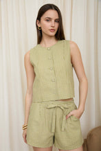 Load image into Gallery viewer, Plaid Button Down Round Neck Sleeveless
