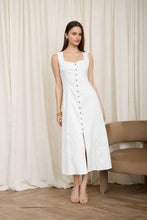 Load image into Gallery viewer, Button Down Sleeveless Split Hem Linen M
