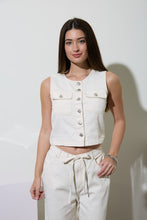 Load image into Gallery viewer, Round Neck Button Down Pocket Detail Den
