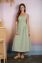 Load image into Gallery viewer, Plaid Basque Waist Sleeveless Midi Dress
