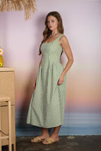 Load image into Gallery viewer, Plaid Basque Waist Sleeveless Midi Dress
