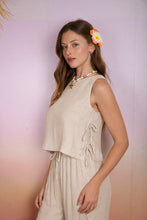 Load image into Gallery viewer, Textured Side Tie Sleeveless Crop Top
