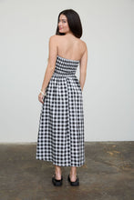 Load image into Gallery viewer, Plaid Strapless Smocked Midi Sundress
