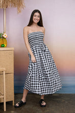 Load image into Gallery viewer, Plaid Strapless Smocked Midi Sundress
