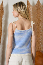 Load image into Gallery viewer, Stripe Crochet Knit Tie Strap Cami
