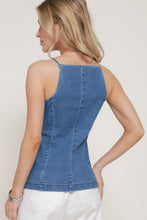 Load image into Gallery viewer, Stretch Denim Long Vest Top
