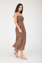 Load image into Gallery viewer, Polka Dot Smocked Basque Waist Midi Dres
