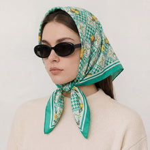 Load image into Gallery viewer, Mosaic Lemon Print Square Bandana Scarf
