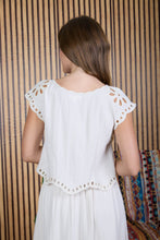 Load image into Gallery viewer, Floral Eyelet Detail Short Sleeve Blouse
