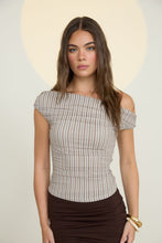 Load image into Gallery viewer, Stripe Off The Shoulder Ruched Detail Kn
