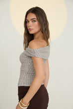 Load image into Gallery viewer, Stripe Off The Shoulder Ruched Detail Kn

