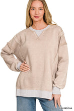Load image into Gallery viewer, Fleece Acid Washed Contrast Trim Pullove
