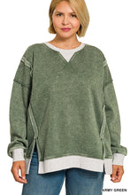 Load image into Gallery viewer, Plus Fleece Acid Washed Contrast Trim Pu
