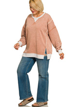 Load image into Gallery viewer, Plus Fleece Acid Washed Contrast Trim Pu
