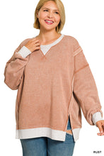 Load image into Gallery viewer, Plus Fleece Acid Washed Contrast Trim Pu
