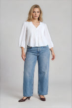 Load image into Gallery viewer, Plus 3/4 Sleeve Ruffle Trim Pintuck Deta
