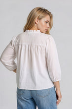 Load image into Gallery viewer, Plus 3/4 Sleeve Ruffle Trim Pintuck Deta
