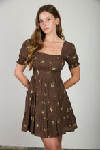 Load image into Gallery viewer, Floral Square Neck Puff Sleeve Tiered Mini dress
