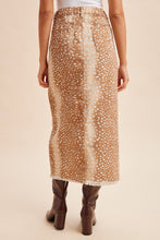Load image into Gallery viewer, Deer Printed Denim Front Slit Maxi Skirt

