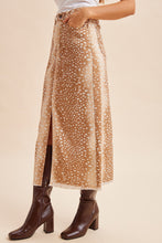 Load image into Gallery viewer, Deer Printed Denim Front Slit Maxi Skirt
