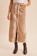 Load image into Gallery viewer, Deer Printed Denim Front Slit Maxi Skirt
