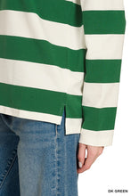 Load image into Gallery viewer, Striped Contrast Collar Polo Tee
