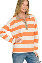 Load image into Gallery viewer, Striped Contrast Collar Polo Tee
