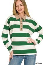 Load image into Gallery viewer, Striped Contrast Collar Polo Tee
