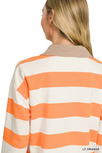 Load image into Gallery viewer, Striped Contrast Collar Polo Tee
