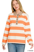 Load image into Gallery viewer, Striped Contrast Collar Polo Tee
