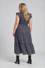 Load image into Gallery viewer, Plus Plaid V Neck Smocked Tiered Midi Dress
