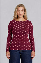 Load image into Gallery viewer, Plus Polka Dot Boat Neck Long Sleeve Knit top
