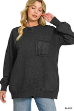 Load image into Gallery viewer, F/terry Acid Wash Raw Edge Front Pocket
