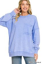 Load image into Gallery viewer, F/terry Acid Wash Raw Edge Front Pocket
