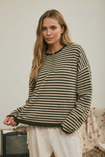 Load image into Gallery viewer, Button Henley Stripe Long Sleeve Drop Sh
