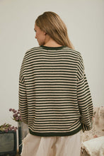 Load image into Gallery viewer, Button Henley Stripe Long Sleeve Drop Sh
