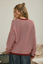 Load image into Gallery viewer, Button Henley Stripe Long Sleeve Drop Sh
